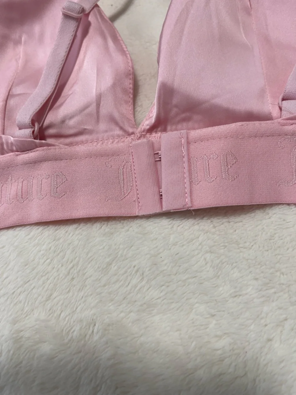 Juicy Couture Pink Satin Triangle Bralette Lounge Wireless Underband Medium